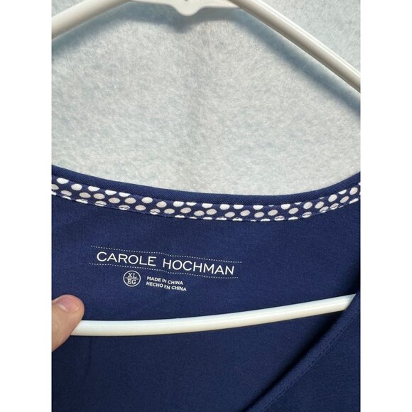 Carole Hochman Womens Plus Size XL Sleeveless Navy Blue V-Neck Tank Top - Picture 2 of 7